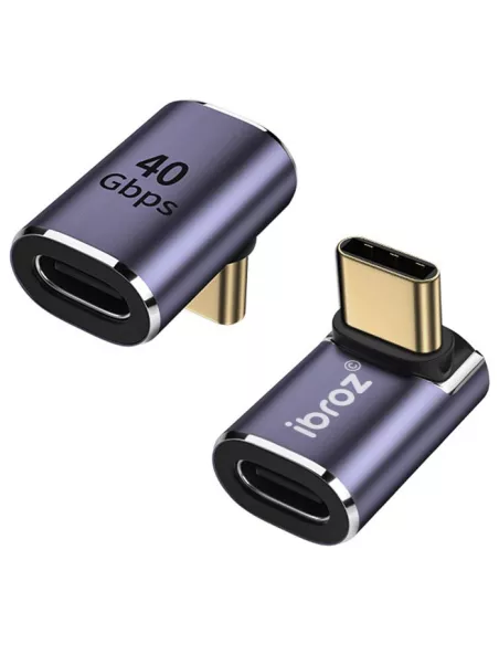 USB-C to USB-C Right Angle Adapter - 40Gbs Transfer, 100W Charge | Ibroz