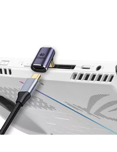 USB-C to USB-C Right Angle Adapter - 40Gbs Transfer, 100W Charge | Ibroz