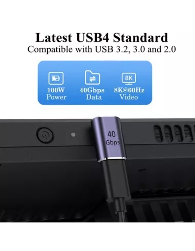 Adaptateur USB-C mâle vers USB-C femelle à angle droit | Ibroz