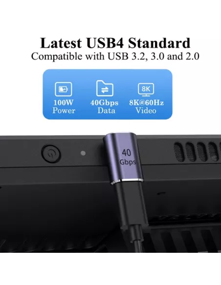 Adaptateur USB-C mâle vers USB-C femelle à angle droit | Ibroz