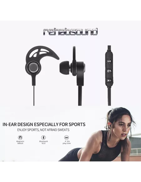 Rehabsound Ecouteurs Sporty Bluetooth V985 - Black | Ibroz