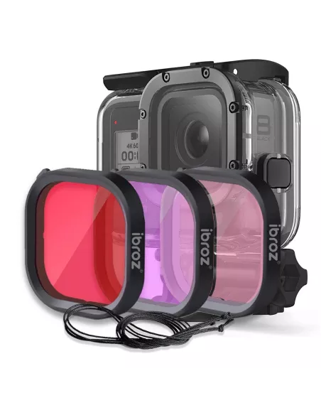 ibroz Lot de 3 Filtres Rouge, Rose, Magenta pour Boîtier Caisson de Plongée Original GoPro Hero 8