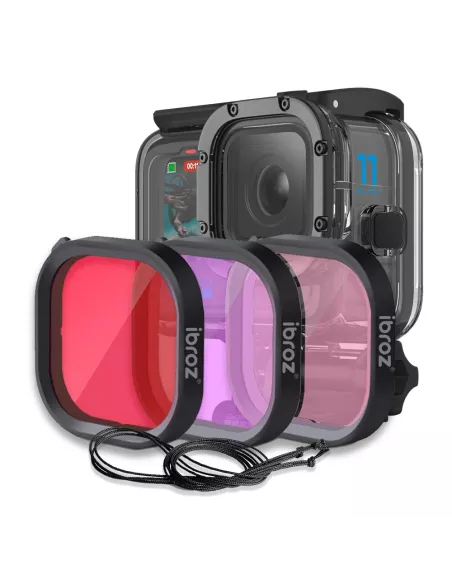 ibroz Lot de 3 Filtres Rouge, Rose, Magenta pour Boîtier Caisson de Plongée Original GoPro Hero 9 / 10 / 11