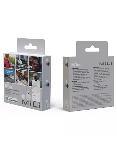 MiLi MiTag tracker + Leather key case - White | Ibroz