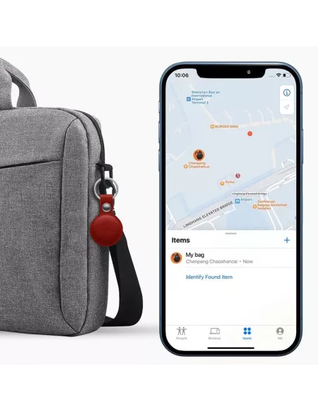 MiLi MiTag tracker + Leather key case - Red | Ibroz