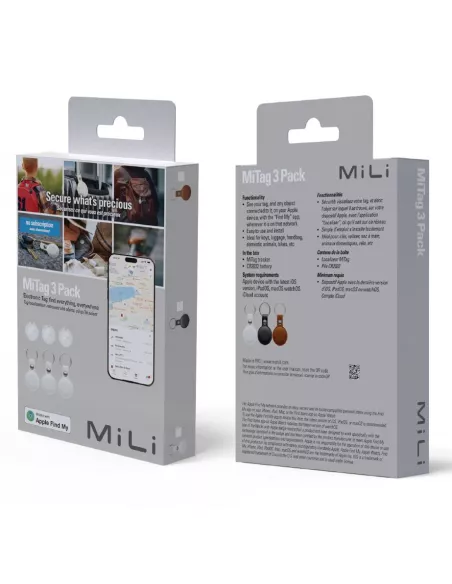 MiLi MiTag tracker Pack de 3 + Etui Cuir porte-clés - Havane | Ibroz