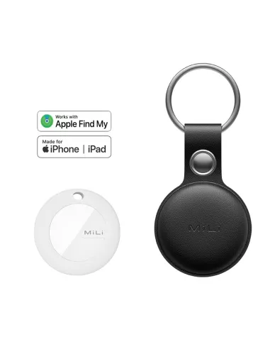 MiLi MiTag tracker + Leather key case - Black | Ibroz