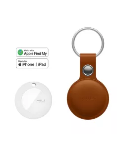 MiLi MiTag tracker localisateur + Etui Cuir porte-clés - Havane