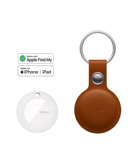 MiLi MiTag tracker localisateur + Etui Cuir porte-clés - Havane