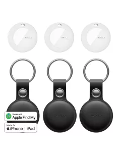MiLi MiTag tracker Pack of 3 + Leather Keyring Case - Black | Ibroz