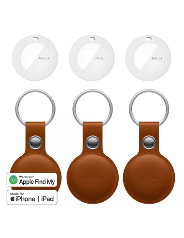 MiLi MiTag tracker Pack of 3 + Leather key case - Havana | Ibroz