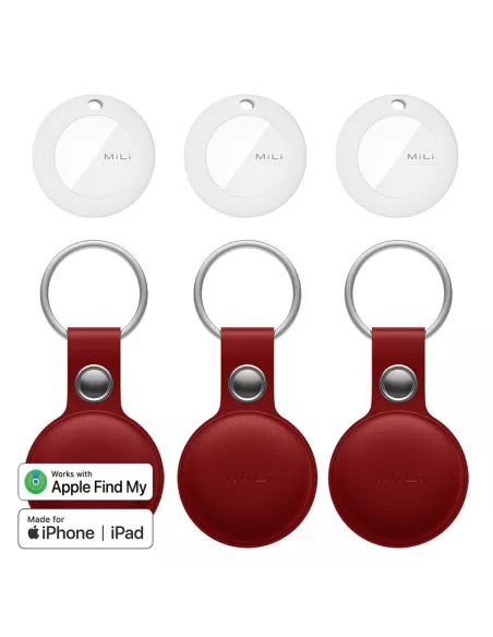 MiLi MiTag tracker 3-pack + Leather case with keyring - ...