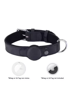 MiTag & AirTag Compatible Dog Locator Collar - Black | ...