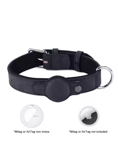 MiTag & AirTag Compatible Dog Locator Collar - Black | ...