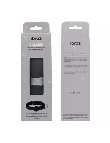 Collier de suivie pour Chien Compatible MiTag & AirTag Noir (Taille...