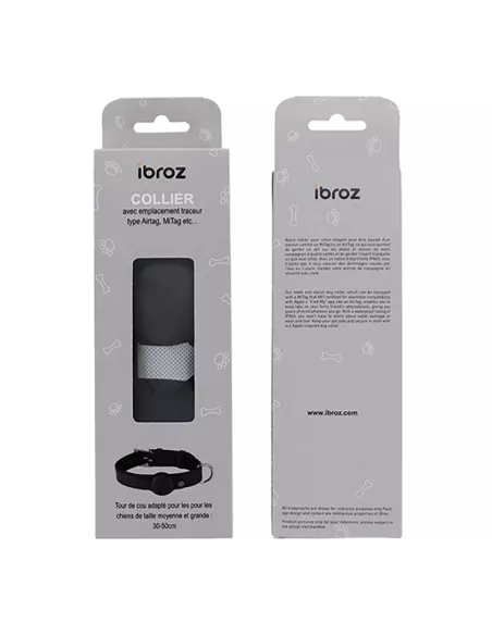 Collier de suivie pour Chien Compatible MiTag & AirTag Noir (Taille...