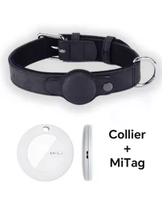 MiTag & AirTag Compatible Dog Locator Collar - Black | ...