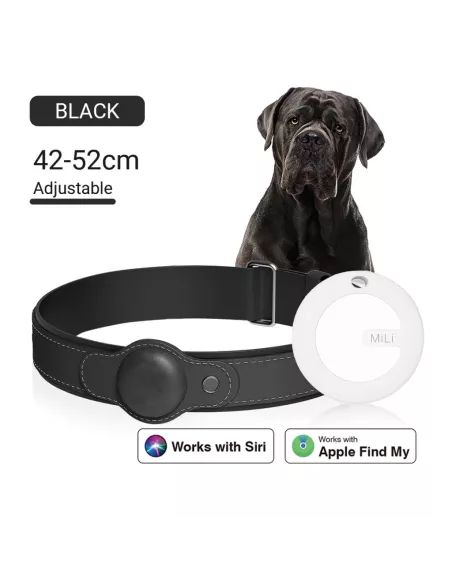 Collier de suivie Cuir pour Chien + Traqueur MiLi MiTag Anti-Perte ...
