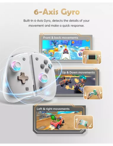 Paire de manettes Joycon RGB pour Nintendo Switch/OLED - Blanc | Ibroz