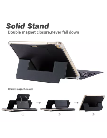 iPad 10.2 Classic - Coque Antichocs + Clavier QWERTY Smart Keyboard...