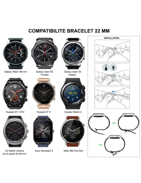 Bracelet SoftTouch Universel 22mm Samsung / Huawei - Blanc | Ibroz