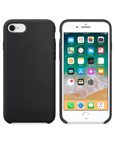 iPhone 7/8/SE Coque Liquid Silicone Soft Touch - Noir | Ibroz