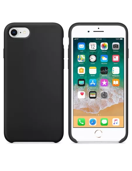 iPhone 7/8/SE Coque Liquid Silicone Soft Touch - Noir | Ibroz