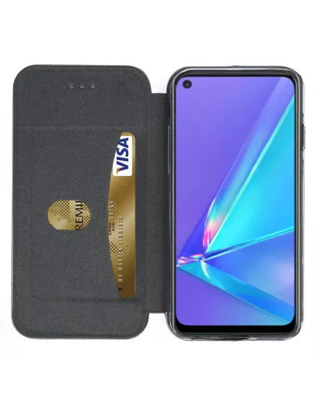 Oppo A72 Folio Clam Leather Case - Black | Ibroz