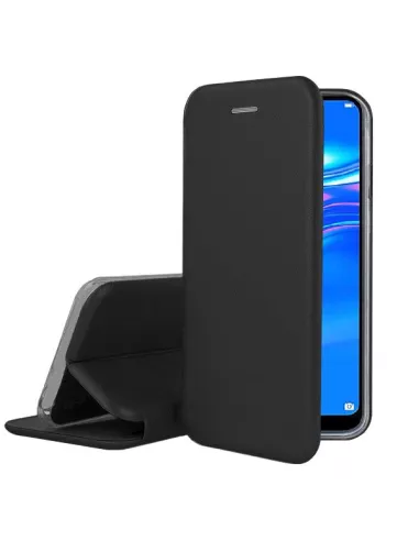 Huawei Y7 2019 Etui folio cuir CLAM - Noir | Ibroz
