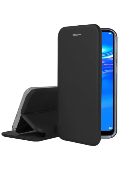 Huawei Y7 2019 Leather folio case CLAM - Black | Ibroz