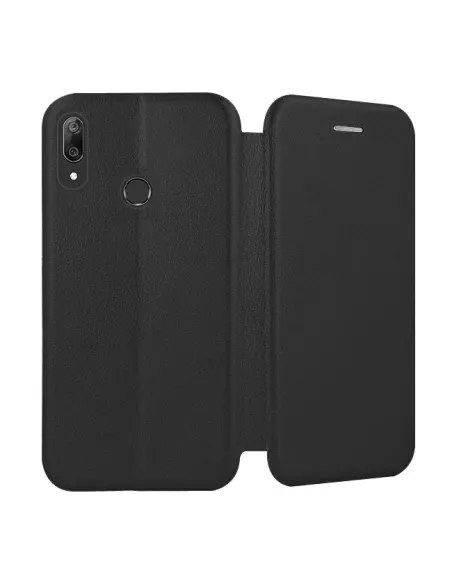 Huawei Y7 2019 Etui folio cuir CLAM - Noir | Ibroz