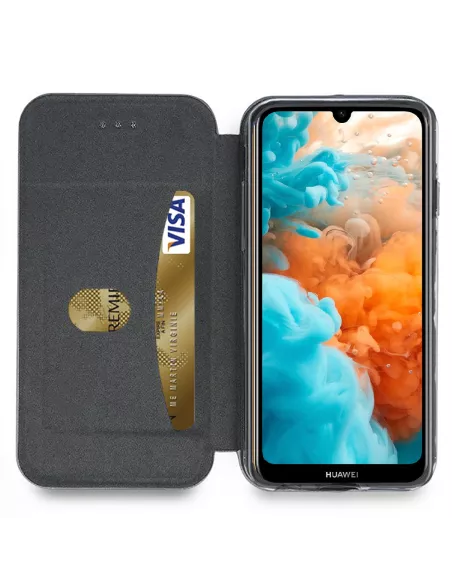 Huawei Y6 2019 Etui folio cuir CLAM | Ibroz