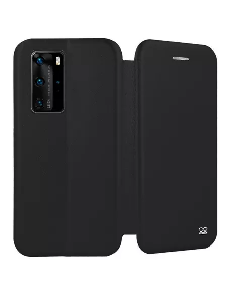 Huawei P40 Pro Leather Case Folio Clam - Black | Ibroz