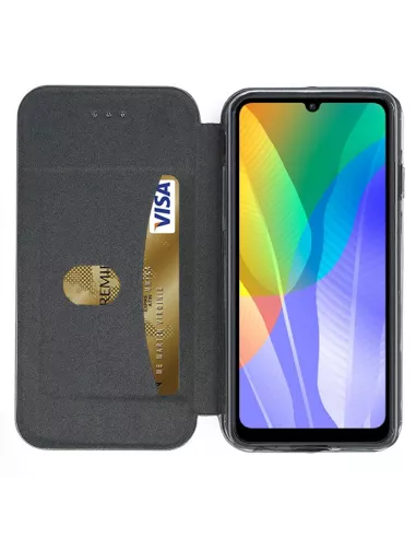 Huawei Y6P (2020) Etui Cuir Folio Clam - Noir | Ibroz