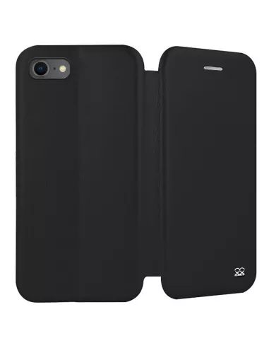 iPhone 7/8/SE (2020) Etui Cuir Folio + Verre Trempé 9H - Noir | Ibroz