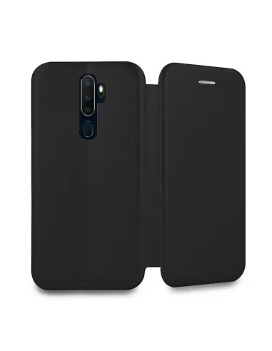Oppo A5 2020 Etui Cuir Folio Clam + Verre Trempé + Noir | Ibroz