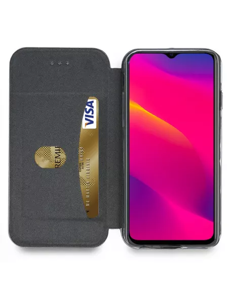 Oppo A5 2020 Folio Clam Leather Case + Tempered Glass + Black | Ibroz