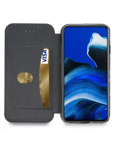 Oppo Reno 2 Leather Case Folio Clam + Tempered Glass + Black | Ibroz