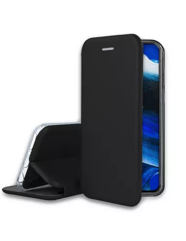 Oppo Reno 2 Leather Case Folio Clam + Tempered Glass + Black | Ibroz