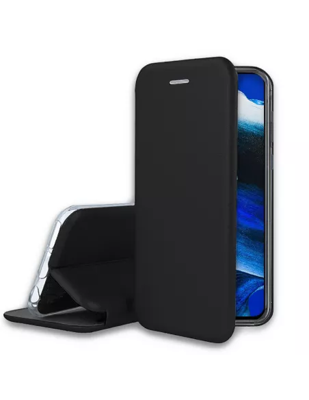 Oppo Reno 2 Leather Case Folio Clam + Tempered Glass + Black | Ibroz