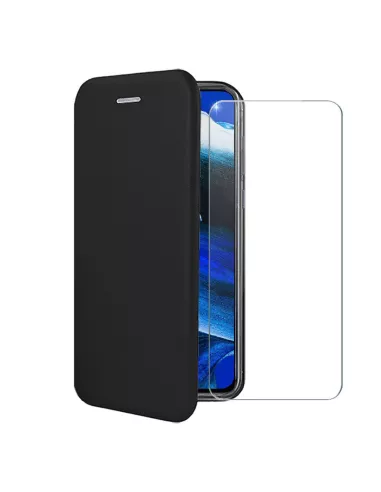 Oppo Reno 2 Etui Cuir Folio Clam + Verre Trempé + Noir | Ibroz