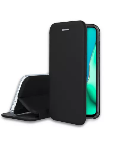 Oppo A9 Etui Cuir Folio Clam + Verre Trempé + Noir | Ibroz