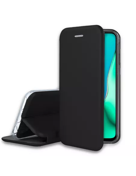 Oppo A9 Etui Cuir Folio Clam + Verre Trempé + Noir | Ibroz