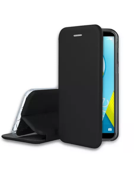 Honor 9 Lite Etui cuir folio CLAM - Noir | Ibroz