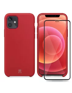 iPhone 12 et 12 Pro Coque Liquid Silicone + Verre trempé - Red | ...