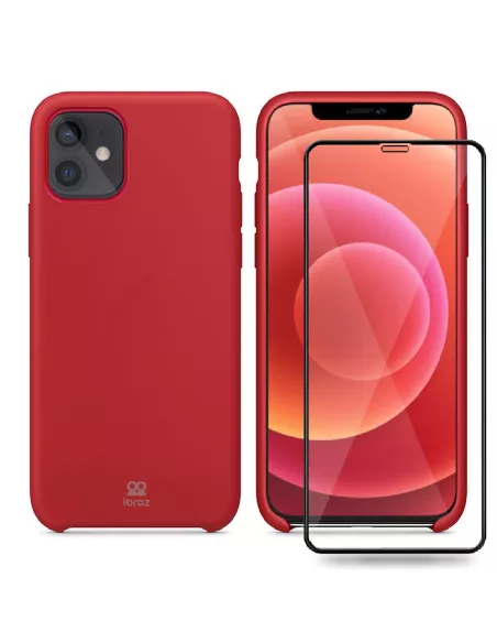 iPhone 12 et 12 Pro Coque Liquid Silicone + Verre trempé - Red | ...