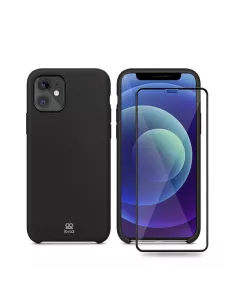 iPhone 12 Mini Liquid Silicone Case + Tempered Glass - Black | Ibroz