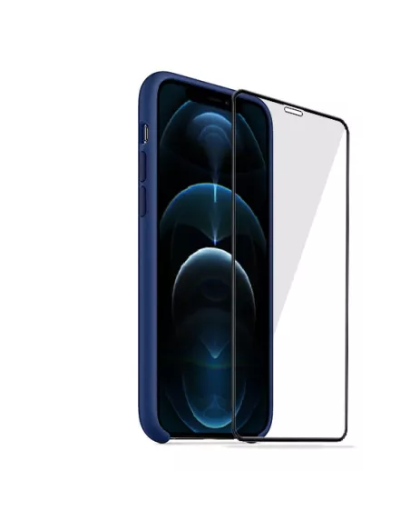 iPhone 12 Pro Max Liquid Silicone Case + Tempered Glass - Navy Blue...