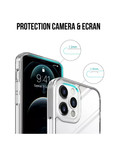 iPhone 12 Pro Max Coque Space Antichoc Transparente + Verre Trempé ...