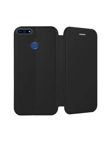 Honor 7A Etui folio cuir CLAM - Noir | Ibroz